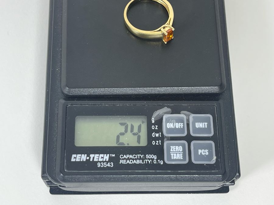 14K Gold Yellow Orange Sapphire? Ring Size 7 2.4g [Photo 12]