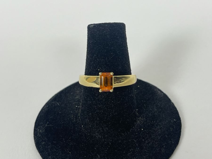 14K Gold Yellow Orange Sapphire? Ring Size 7 2.4g [Photo 2]