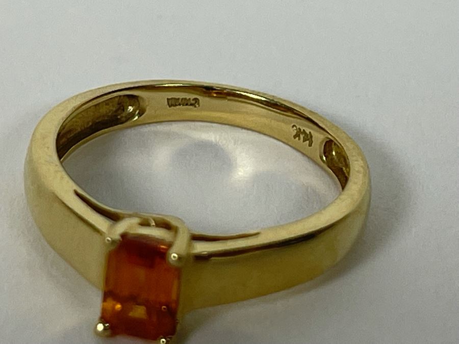 14K Gold Yellow Orange Sapphire? Ring Size 7 2.4g [Photo 10]