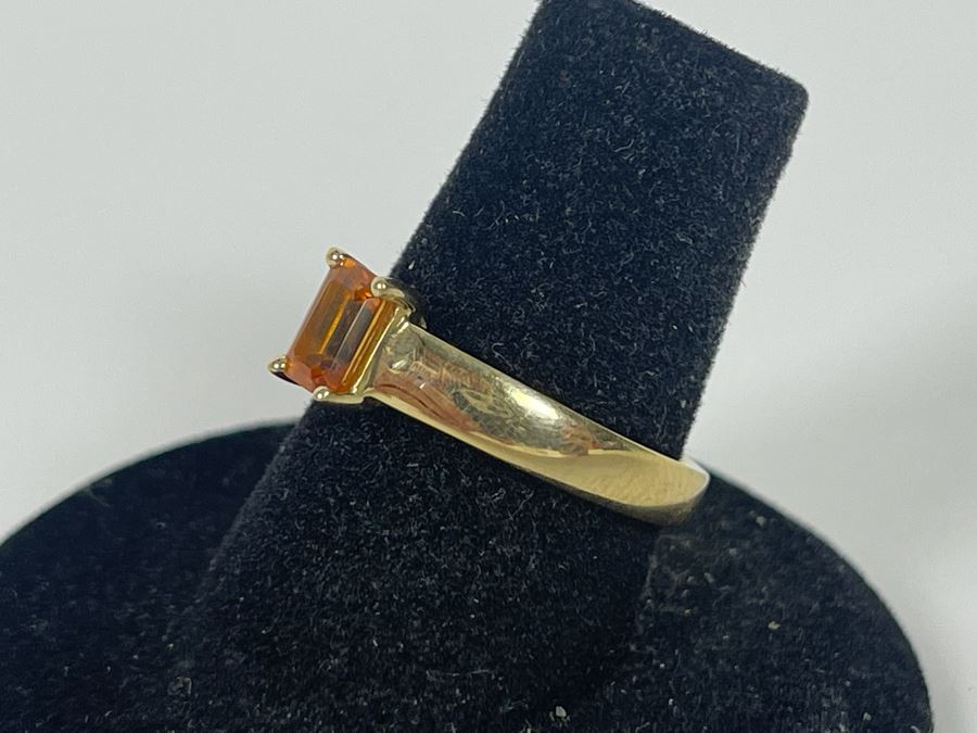 14K Gold Yellow Orange Sapphire? Ring Size 7 2.4g [Photo 7]