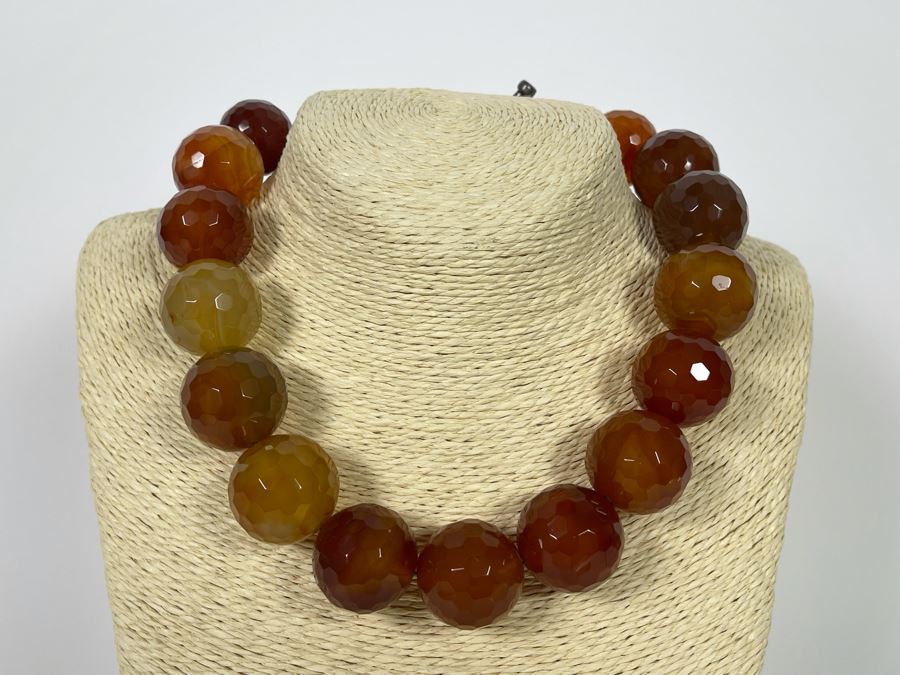 Large Faceted Carnelian Agate 18' Necklace [Photo 3]