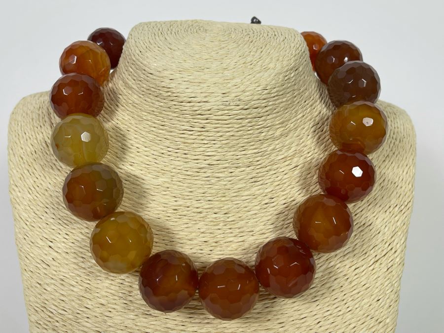 Large Faceted Carnelian Agate 18' Necklace [Photo 5]