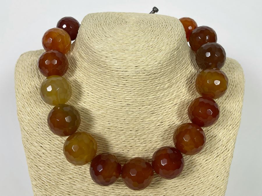 Large Faceted Carnelian Agate 18' Necklace [Photo 1]