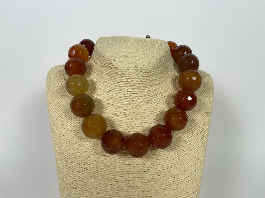 Large Faceted Carnelian Agate 18' Necklace [Photo 4]