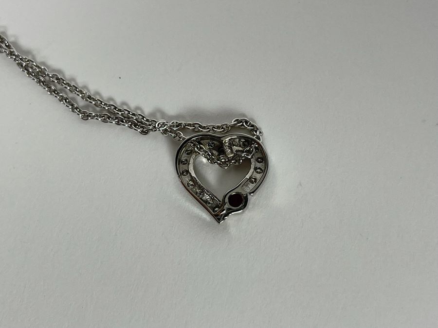 14K Gold Diamond Ruby Pendant With 14K Gold 17' Chain Necklace 4.1g Estimate $500-$750 [Photo 9]