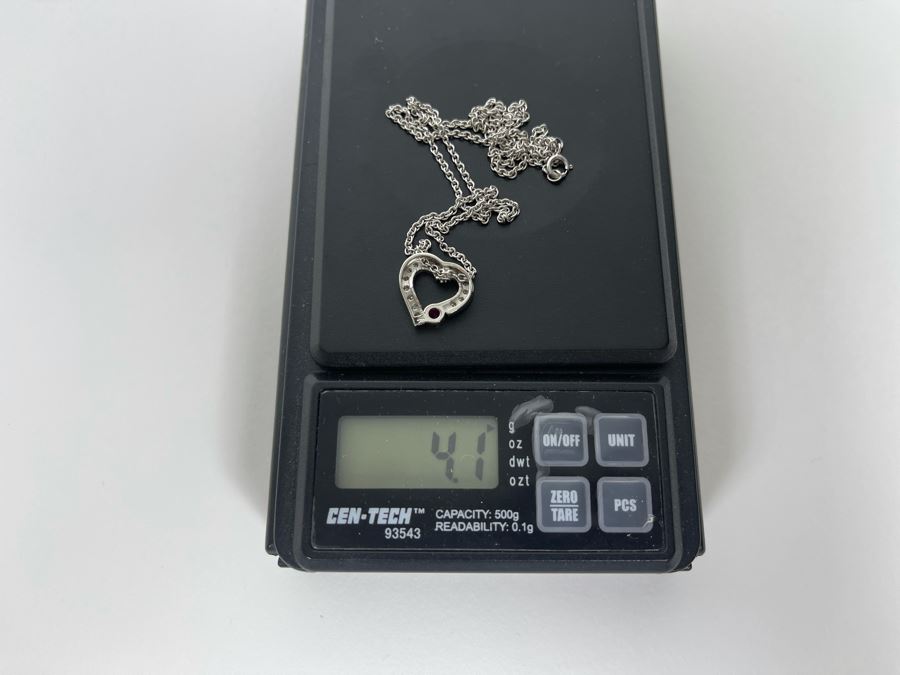 14K Gold Diamond Ruby Pendant With 14K Gold 17' Chain Necklace 4.1g Estimate $500-$750 [Photo 11]