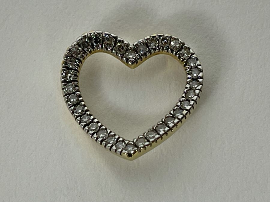 14K Gold Diamond Heart Pendant 1.3g [Photo 6]