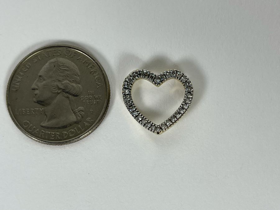 14K Gold Diamond Heart Pendant 1.3g [Photo 12]
