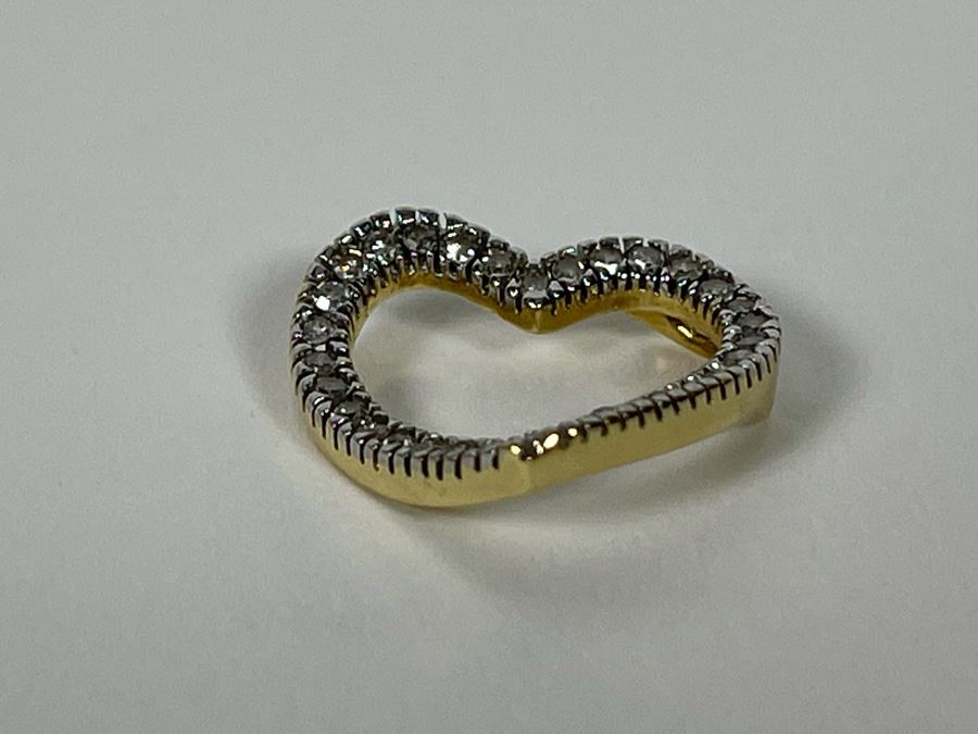 14K Gold Diamond Heart Pendant 1.3g [Photo 8]