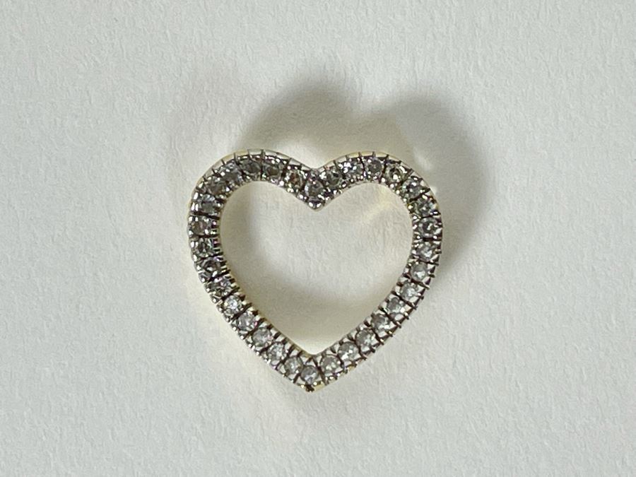14K Gold Diamond Heart Pendant 1.3g [Photo 2]
