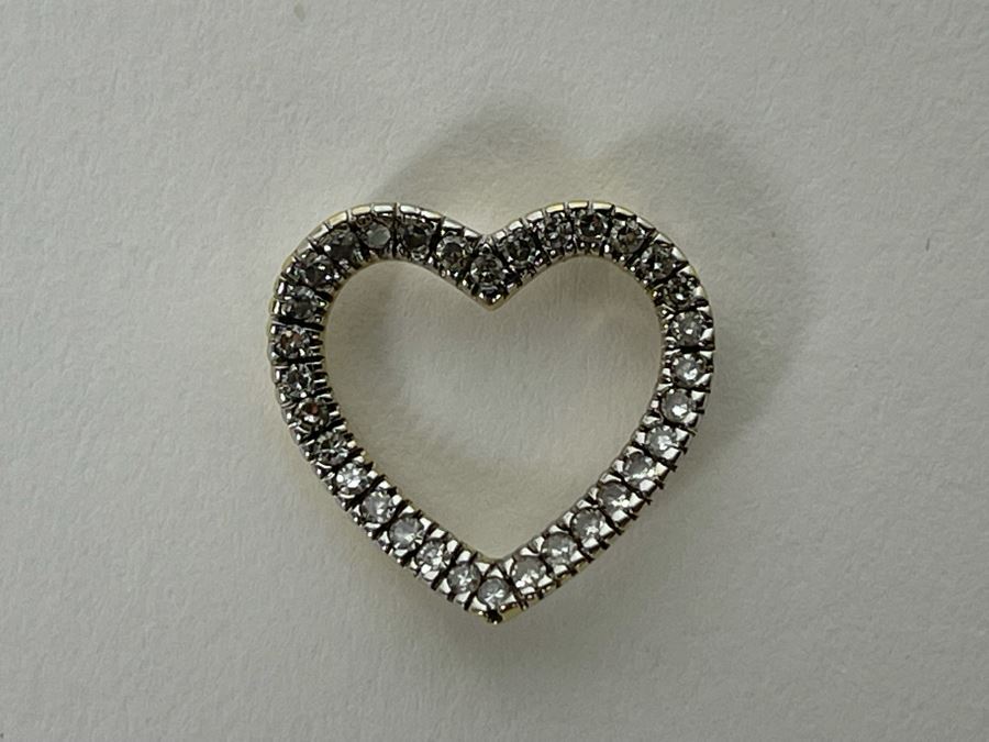 14K Gold Diamond Heart Pendant 1.3g [Photo 4]