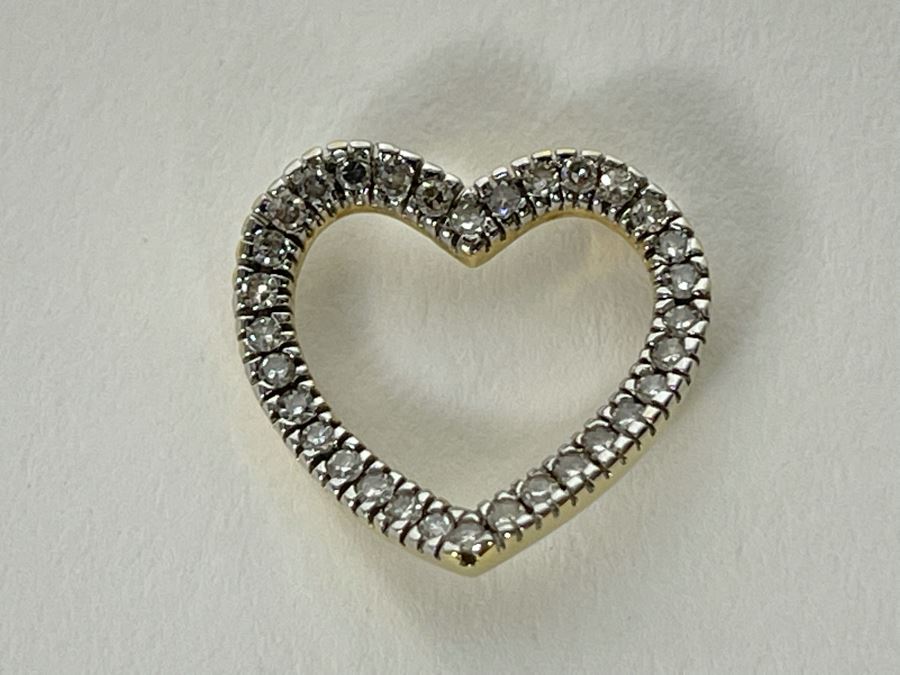 14K Gold Diamond Heart Pendant 1.3g [Photo 1]