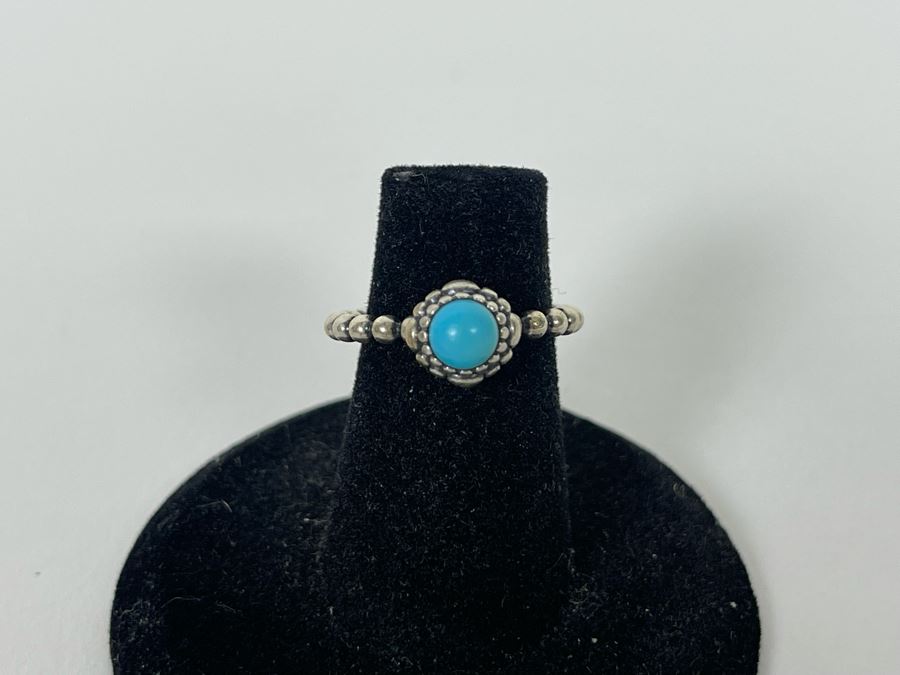 Sterling Silver Turquoise By Allurez Size 4.25 2.9g [Photo 5]