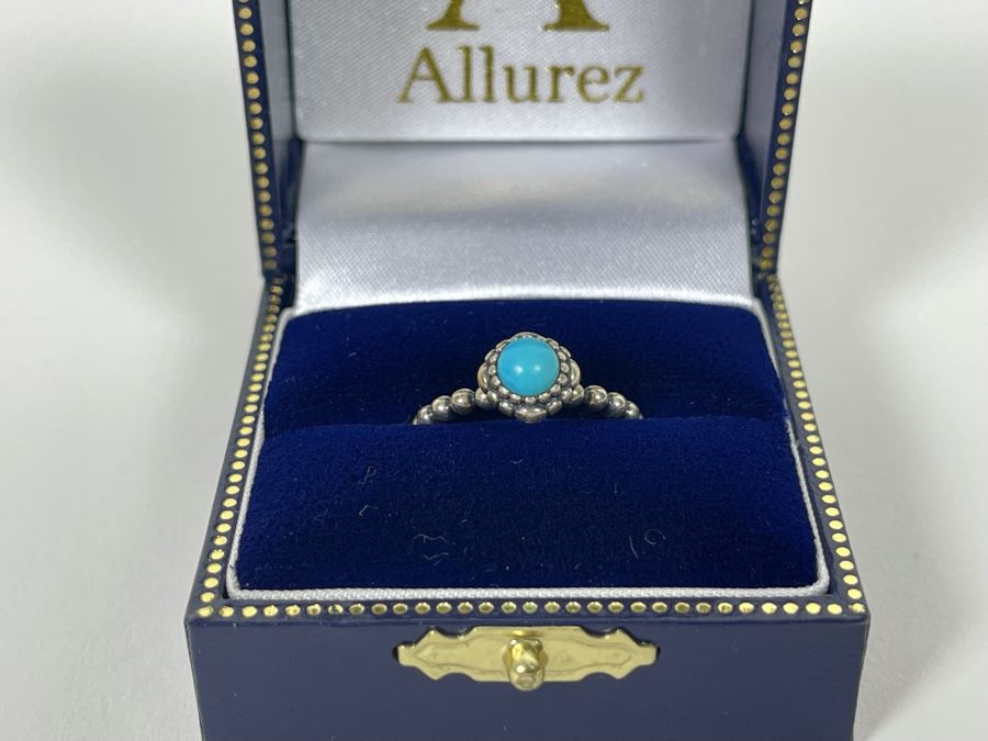 Sterling Silver Turquoise By Allurez Size 4.25 2.9g [Photo 2]