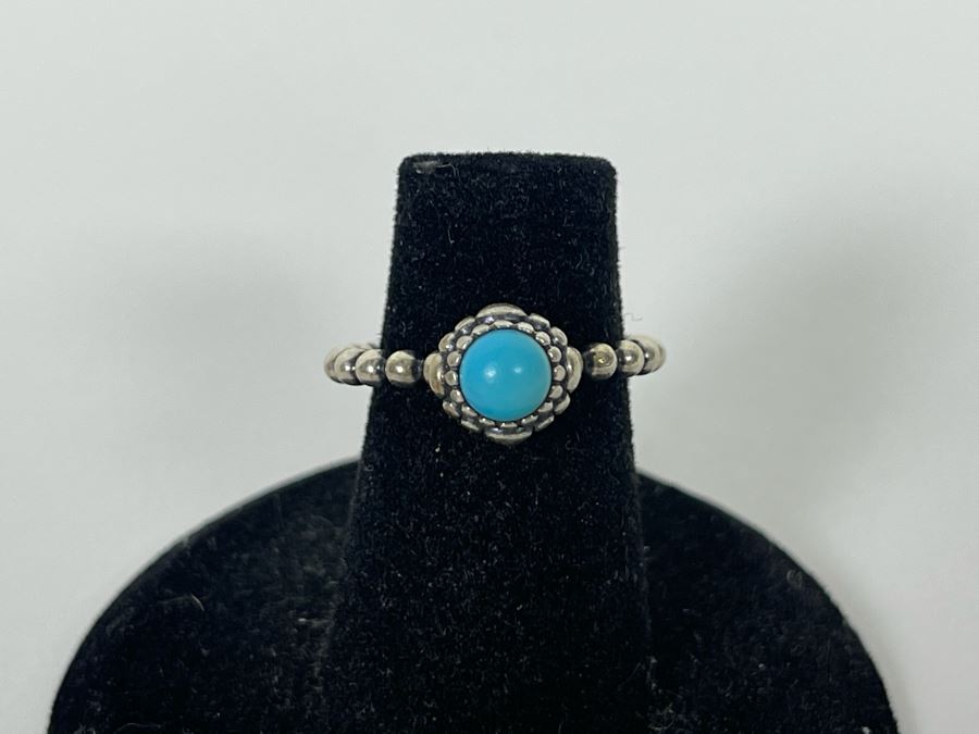 Sterling Silver Turquoise By Allurez Size 4.25 2.9g [Photo 6]