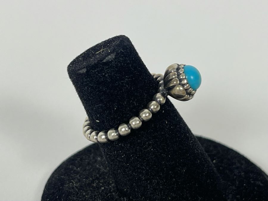 Sterling Silver Turquoise By Allurez Size 4.25 2.9g [Photo 7]