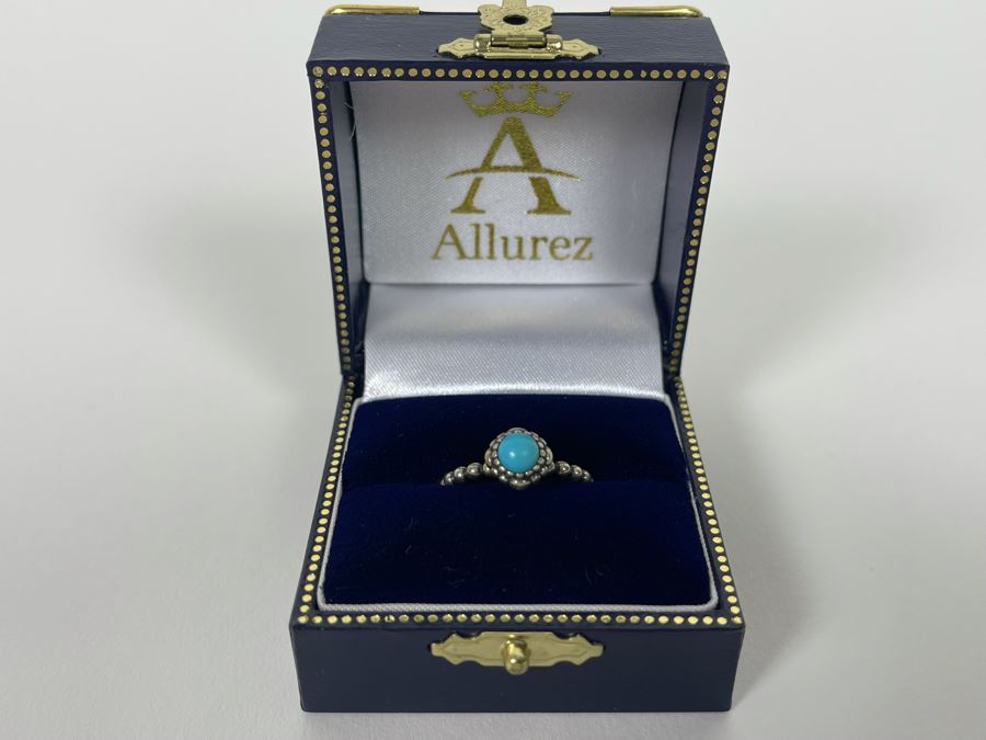 Sterling Silver Turquoise By Allurez Size 4.25 2.9g [Photo 3]