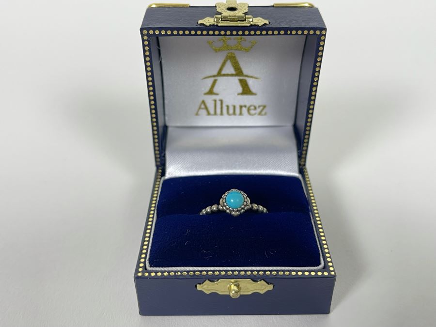 Sterling Silver Turquoise By Allurez Size 4.25 2.9g [Photo 4]