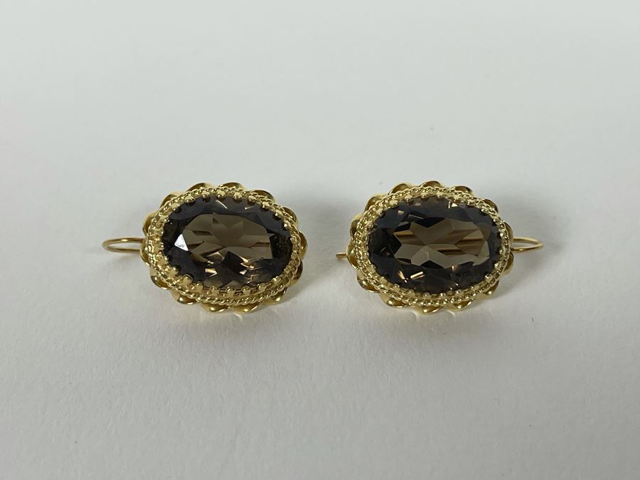 14K Gold Smoky Quartz Earrings 6.7g Estimate $400-$600 [Photo 6]
