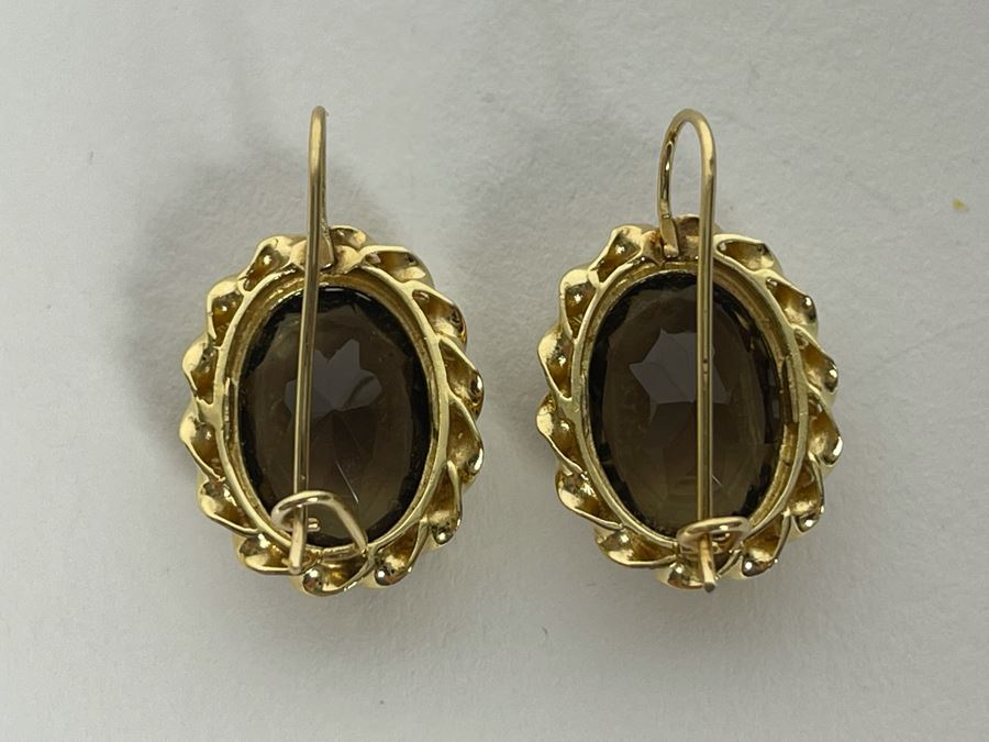 14K Gold Smoky Quartz Earrings 6.7g Estimate $400-$600 [Photo 10]