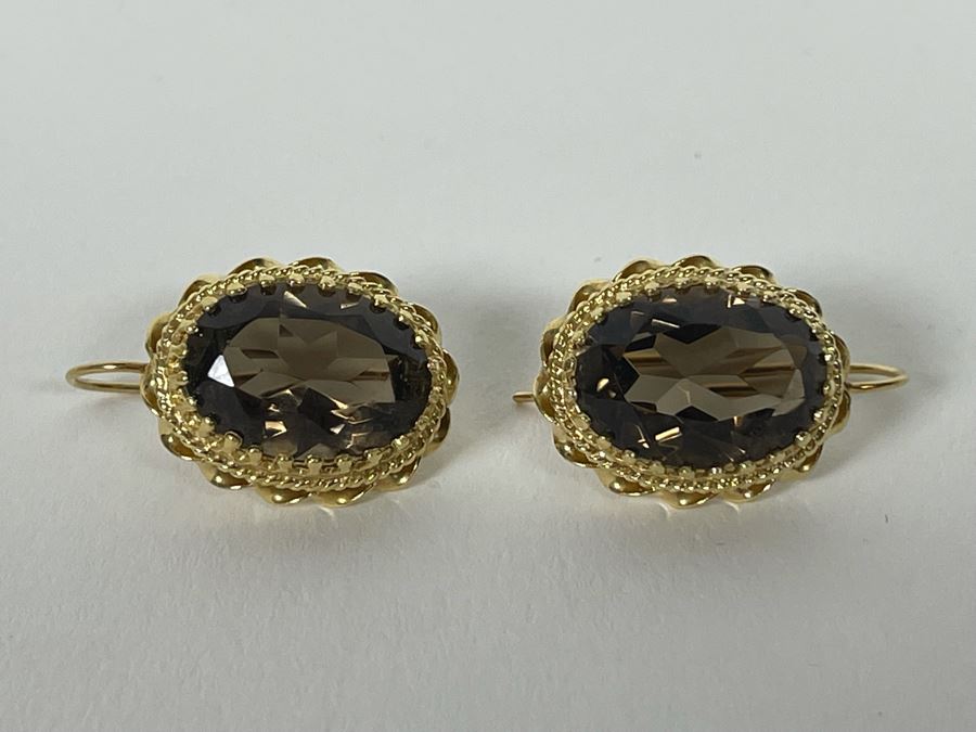 14K Gold Smoky Quartz Earrings 6.7g Estimate $400-$600 [Photo 7]
