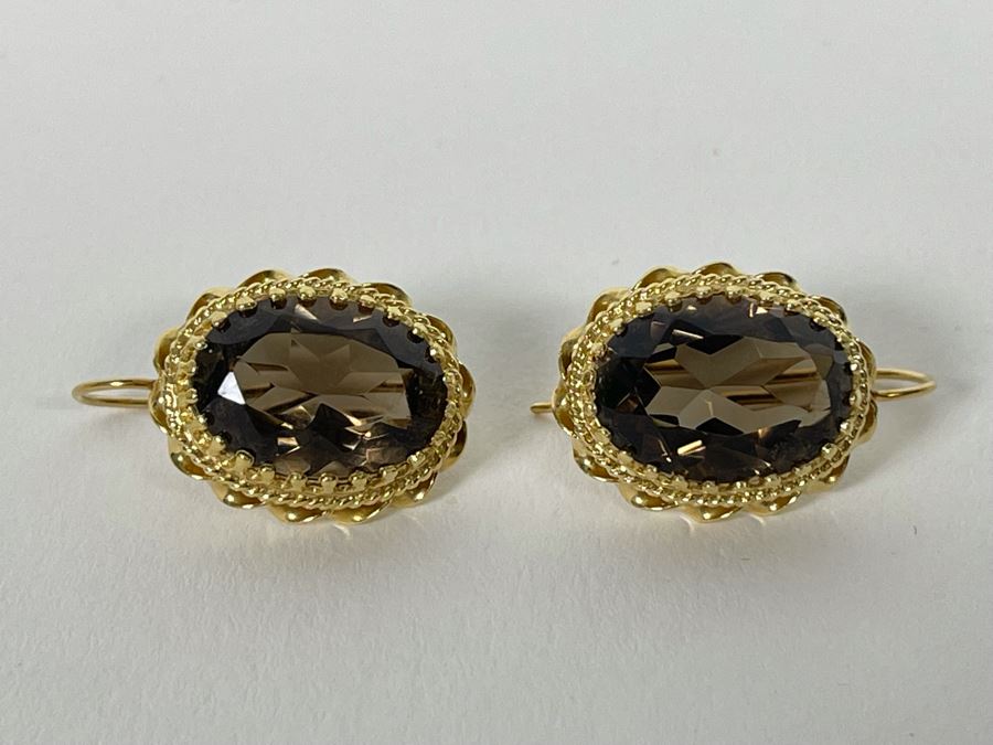 14K Gold Smoky Quartz Earrings 6.7g Estimate $400-$600 [Photo 2]