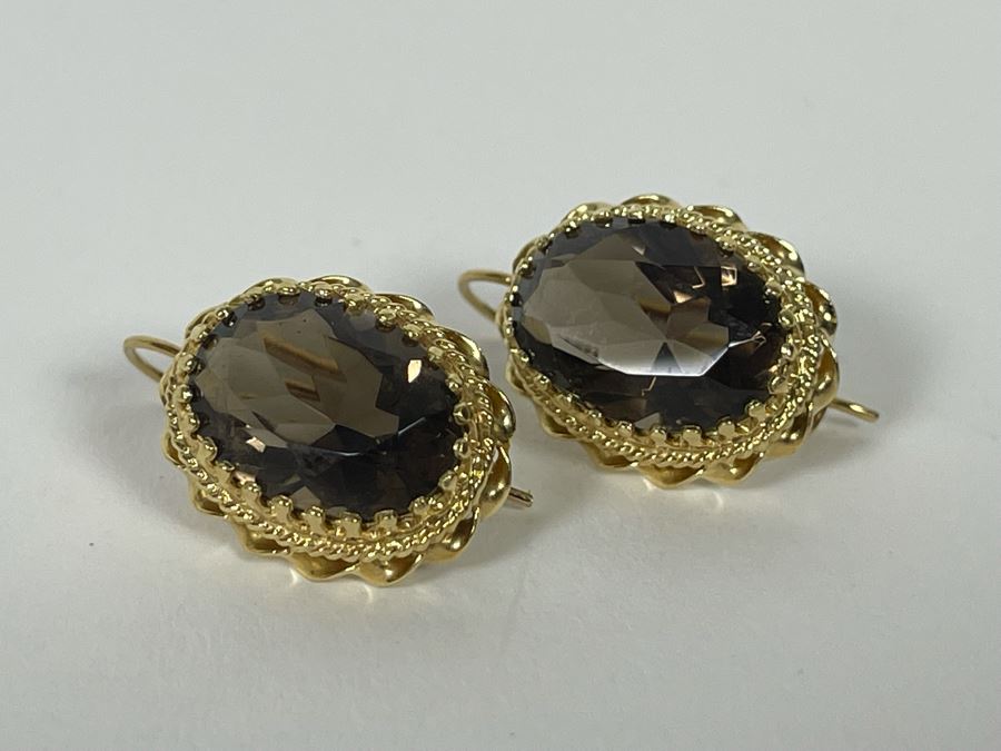 14K Gold Smoky Quartz Earrings 6.7g Estimate $400-$600 [Photo 9]
