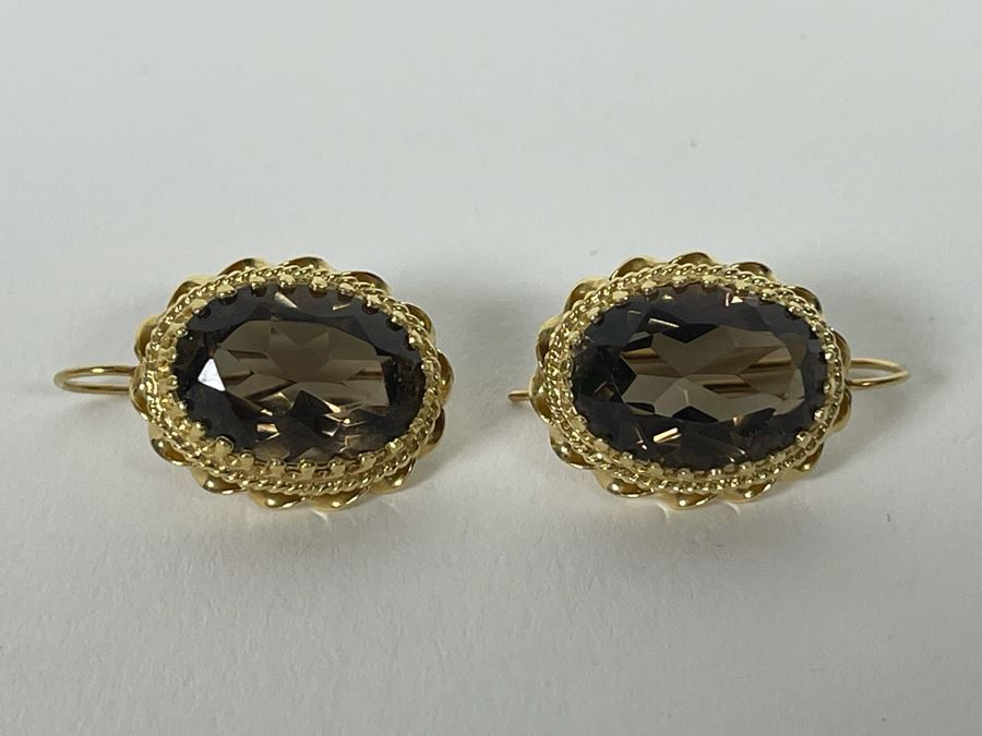 14K Gold Smoky Quartz Earrings 6.7g Estimate $400-$600 [Photo 8]