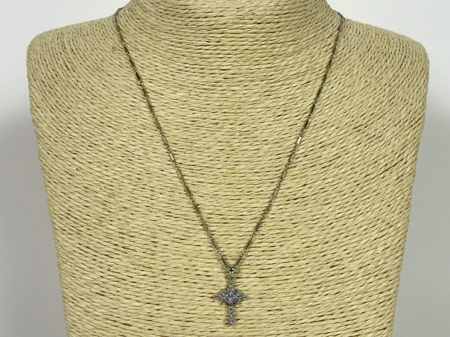 14K Gold Diamond Cross Pendant With 14K Gold 18' Chain Necklace [Photo 4]