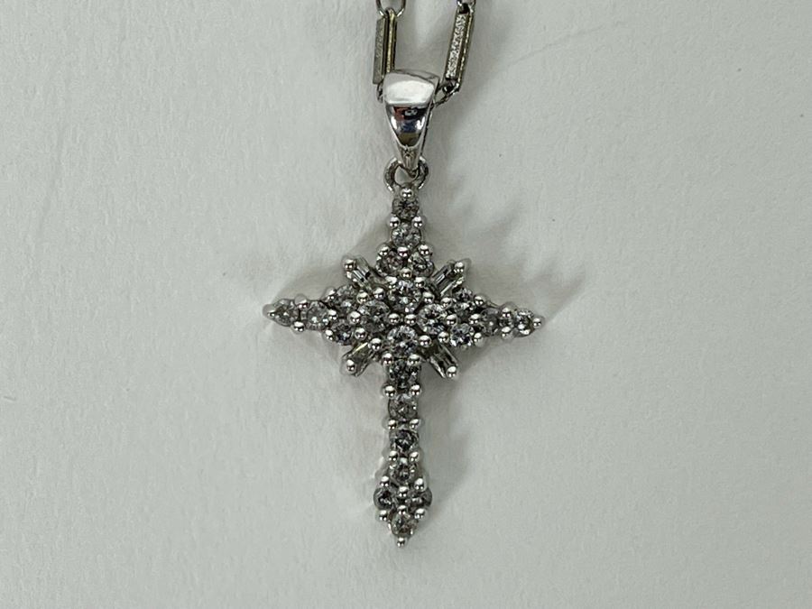 14K Gold Diamond Cross Pendant With 14K Gold 18' Chain Necklace [Photo 12]