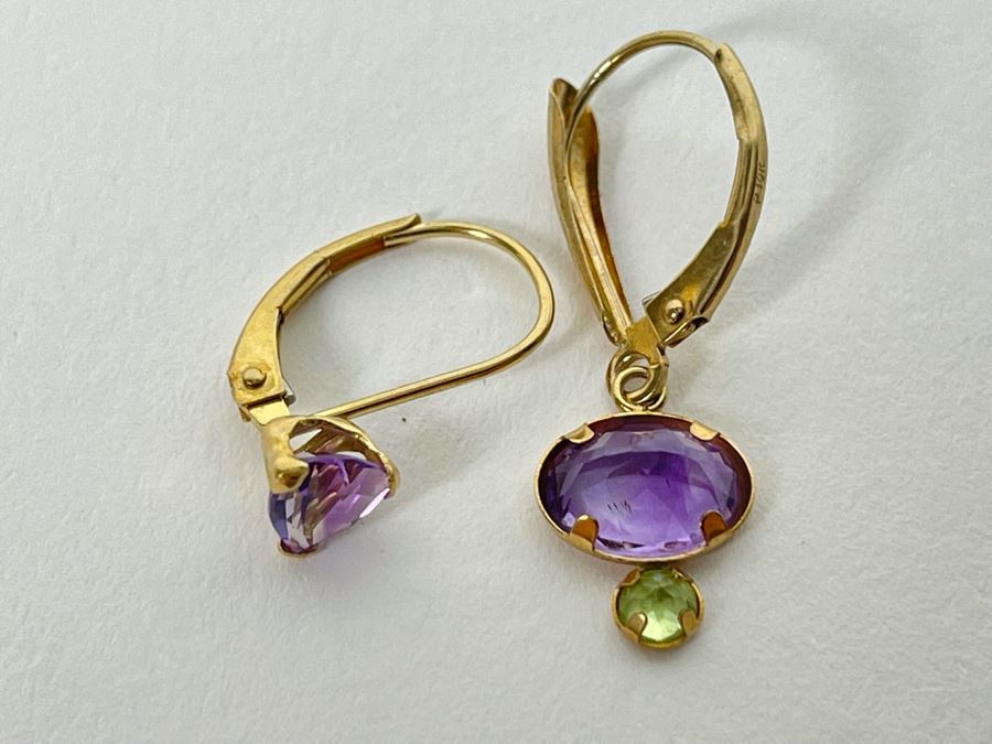 10K Gold Amethyst Peridot Earrings [Photo 1]