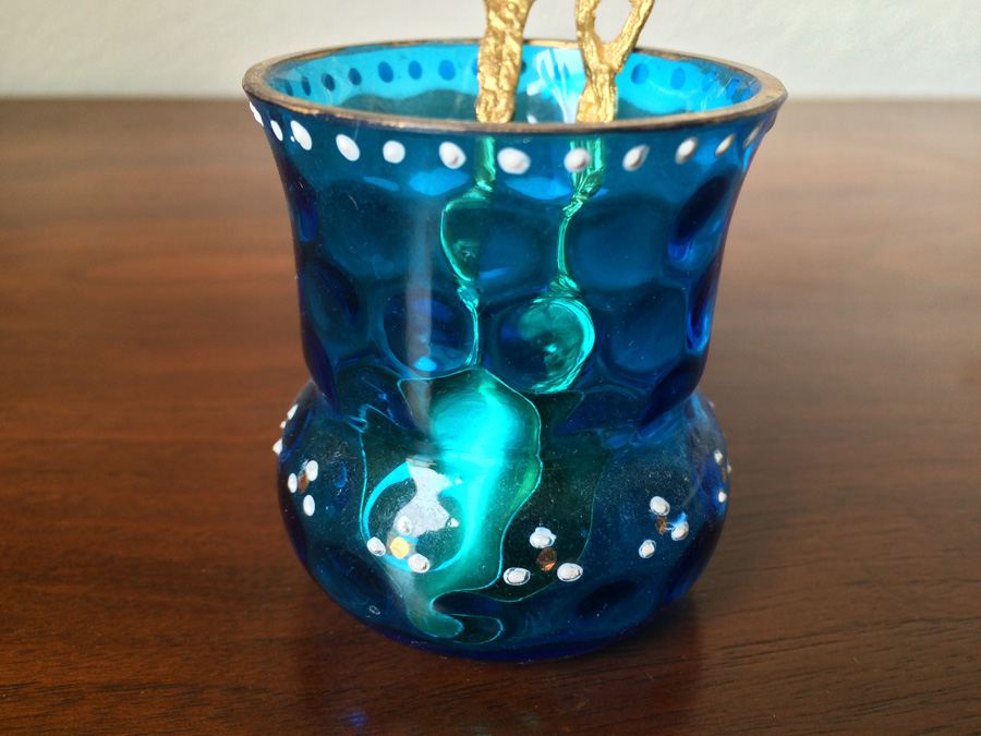 Blue Glass tooth pick holder.   [Photo 5]
