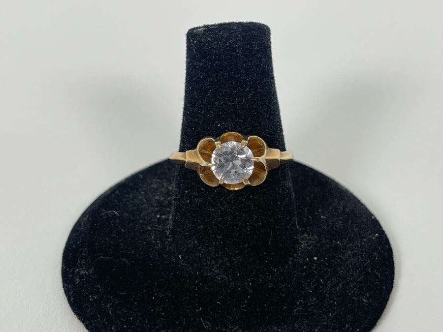 10K Gold Zircon Ring Size 7.25 2.5g [Photo 4]