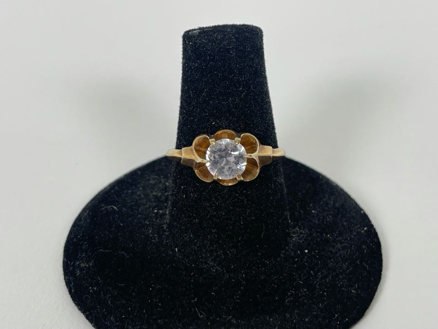 10K Gold Zircon Ring Size 7.25 2.5g [Photo 3]