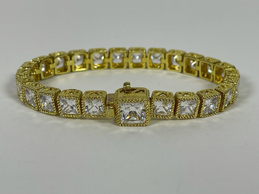 Judith Ripka Sterling Silver CZ 7' Bracelet 26.8g [Photo 2]