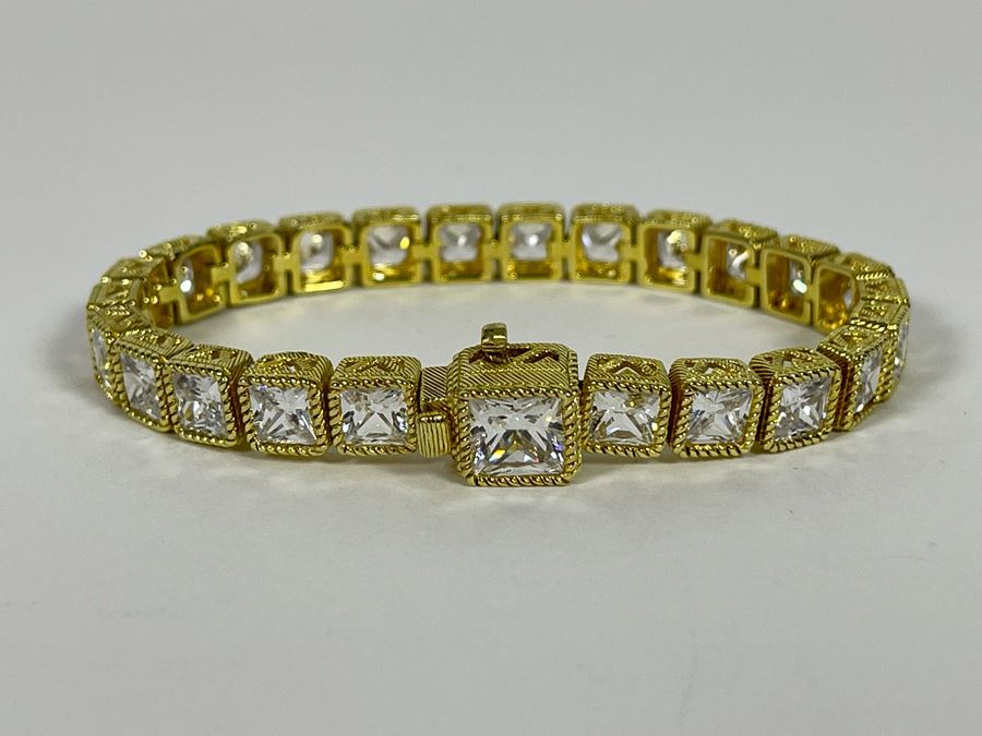 Judith Ripka Sterling Silver CZ 7' Bracelet 26.8g [Photo 4]