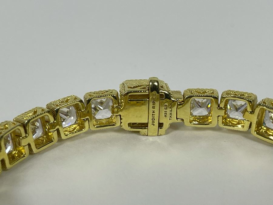 Judith Ripka Sterling Silver CZ 7' Bracelet 26.8g [Photo 9]