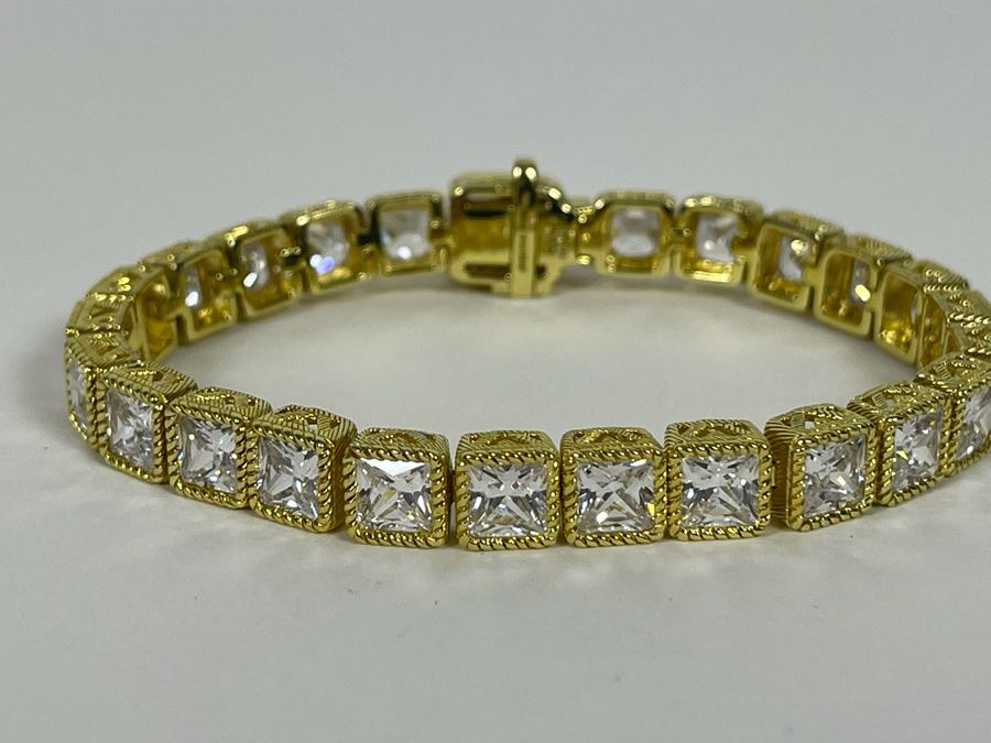 Judith Ripka Sterling Silver CZ 7' Bracelet 26.8g [Photo 8]