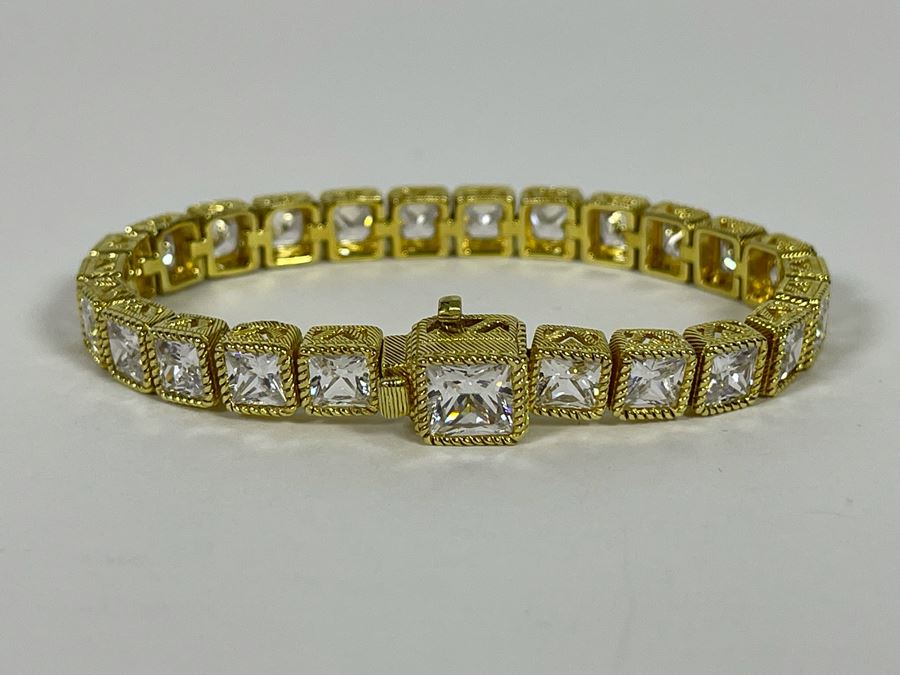Judith Ripka Sterling Silver CZ 7' Bracelet 26.8g [Photo 3]