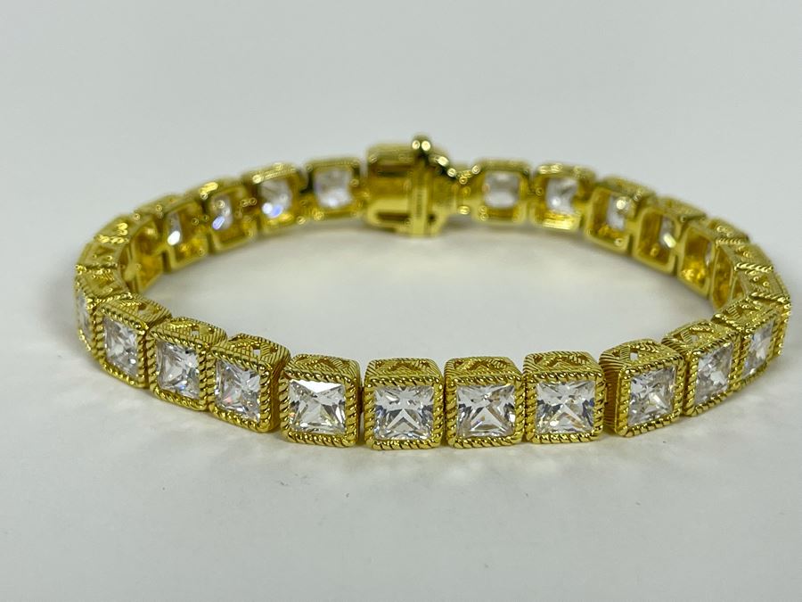 Judith Ripka Sterling Silver CZ 7' Bracelet 26.8g [Photo 7]