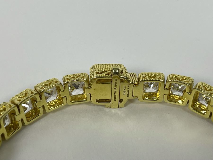 Judith Ripka Sterling Silver CZ 7' Bracelet 26.8g [Photo 10]