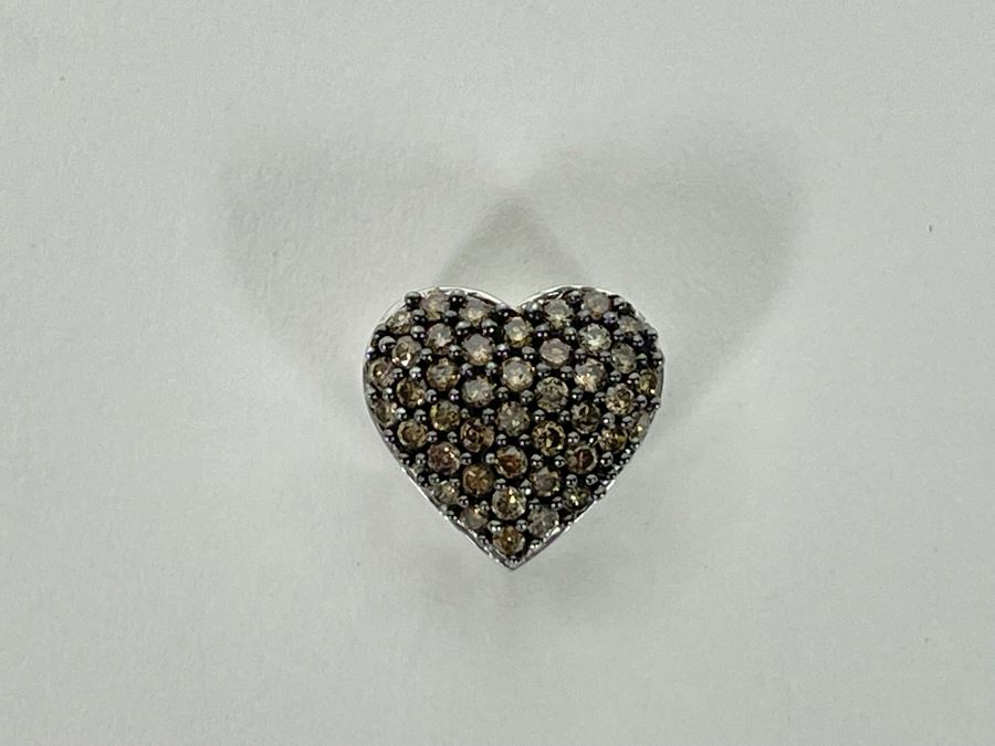 10K Gold Brown Diamond Heart Pendant 1.9g