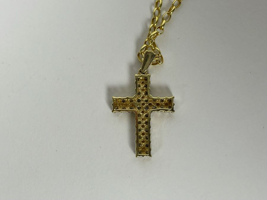 14K Gold Diamond Cross Pendant With 14K Gold 20' Chain Necklace 4.2g [Photo 10]