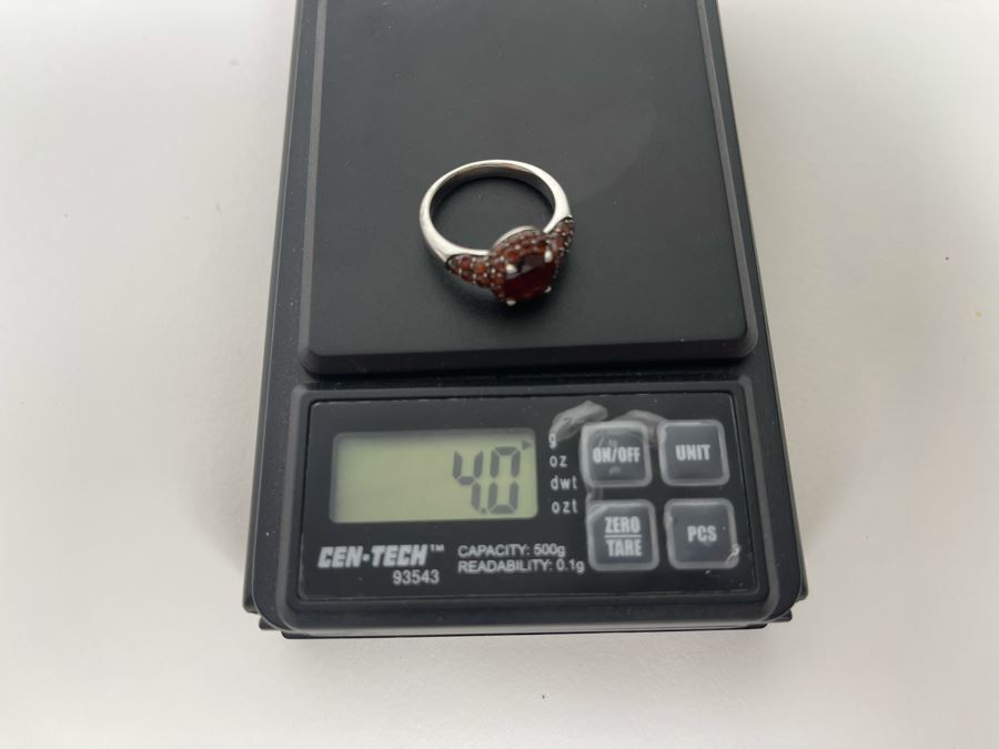 Sterling Silver Garnet Ring Size 7.5 4g [Photo 11]