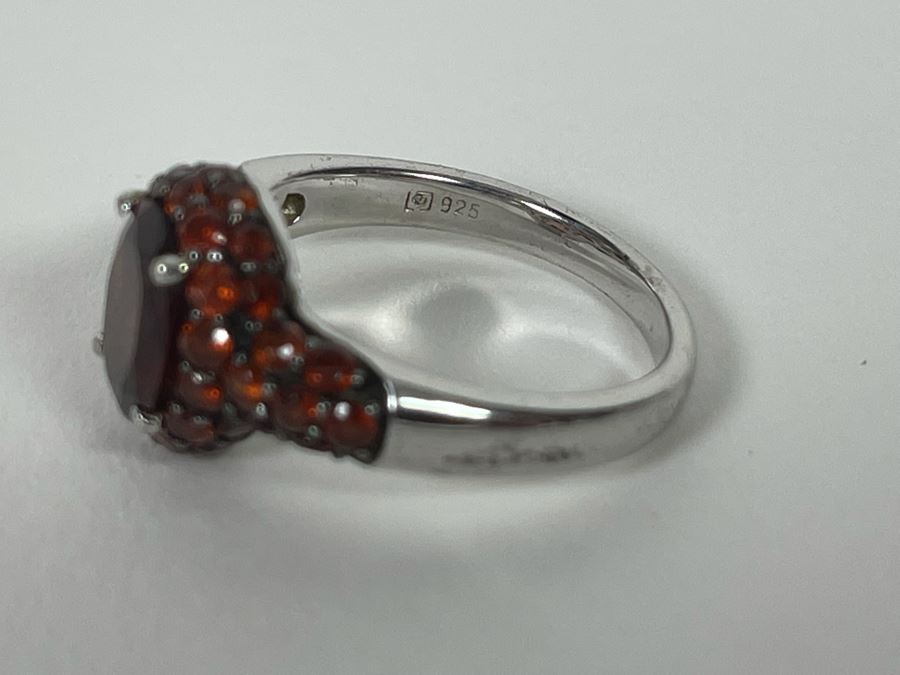 Sterling Silver Garnet Ring Size 7.5 4g [Photo 9]