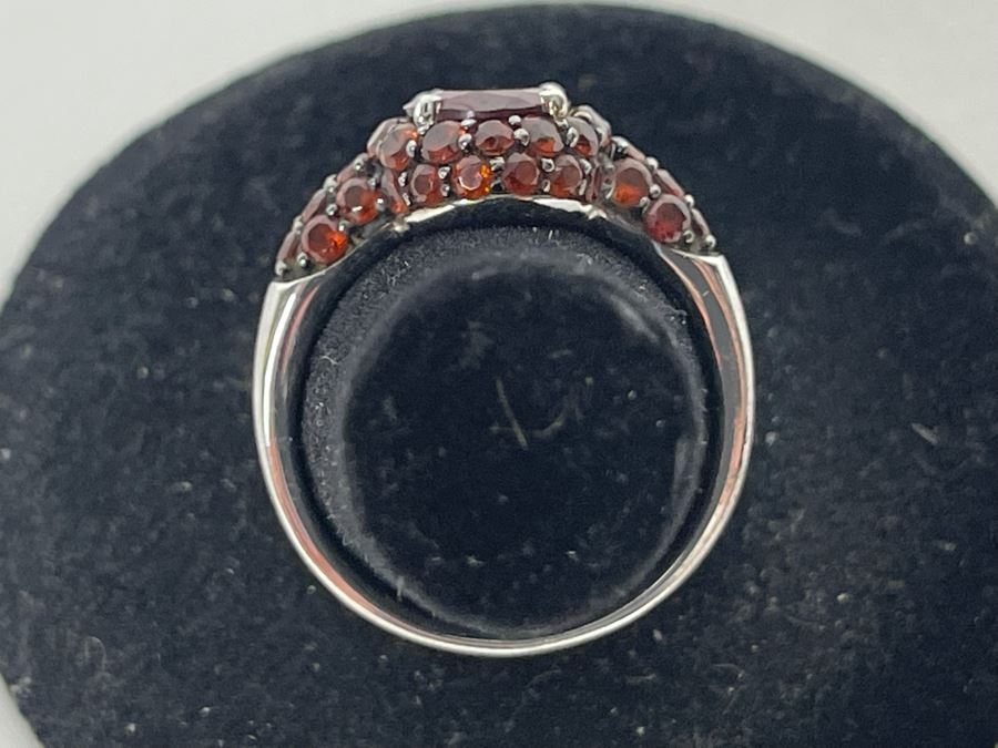 Sterling Silver Garnet Ring Size 7.5 4g [Photo 7]