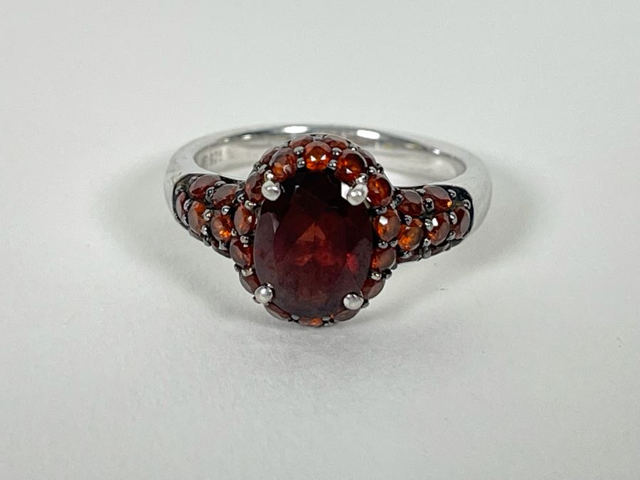 Sterling Silver Garnet Ring Size 7.5 4g [Photo 8]