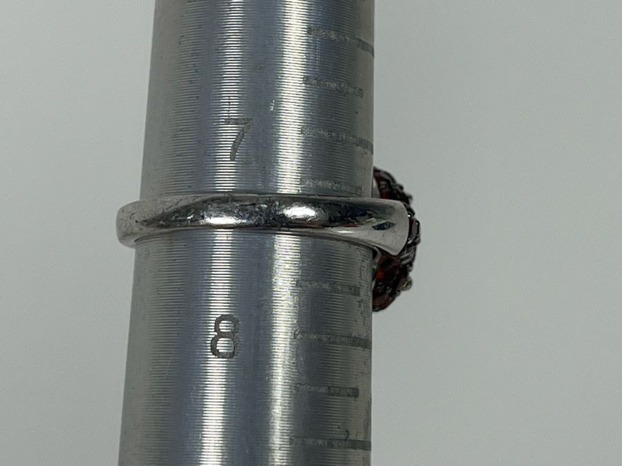 Sterling Silver Garnet Ring Size 7.5 4g [Photo 10]