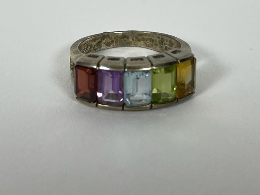 Sterling Silver Multi-Stone Ring Size 5 3.1g [Photo 7]