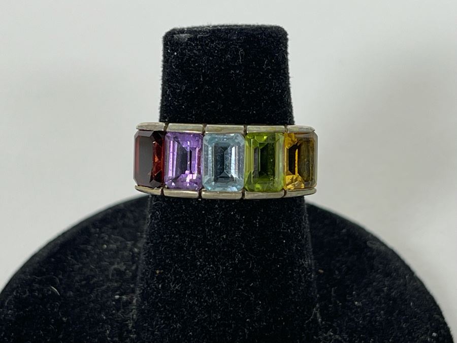 Sterling Silver Multi-Stone Ring Size 5 3.1g [Photo 1]